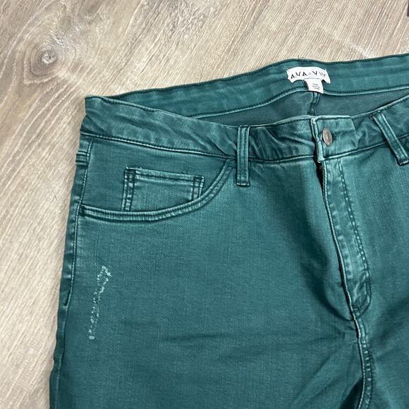 Ava & Viv Women's Plus Size Green High-Rise Ankle Jeans - Size 18W - NWT - Picture 12 of 15